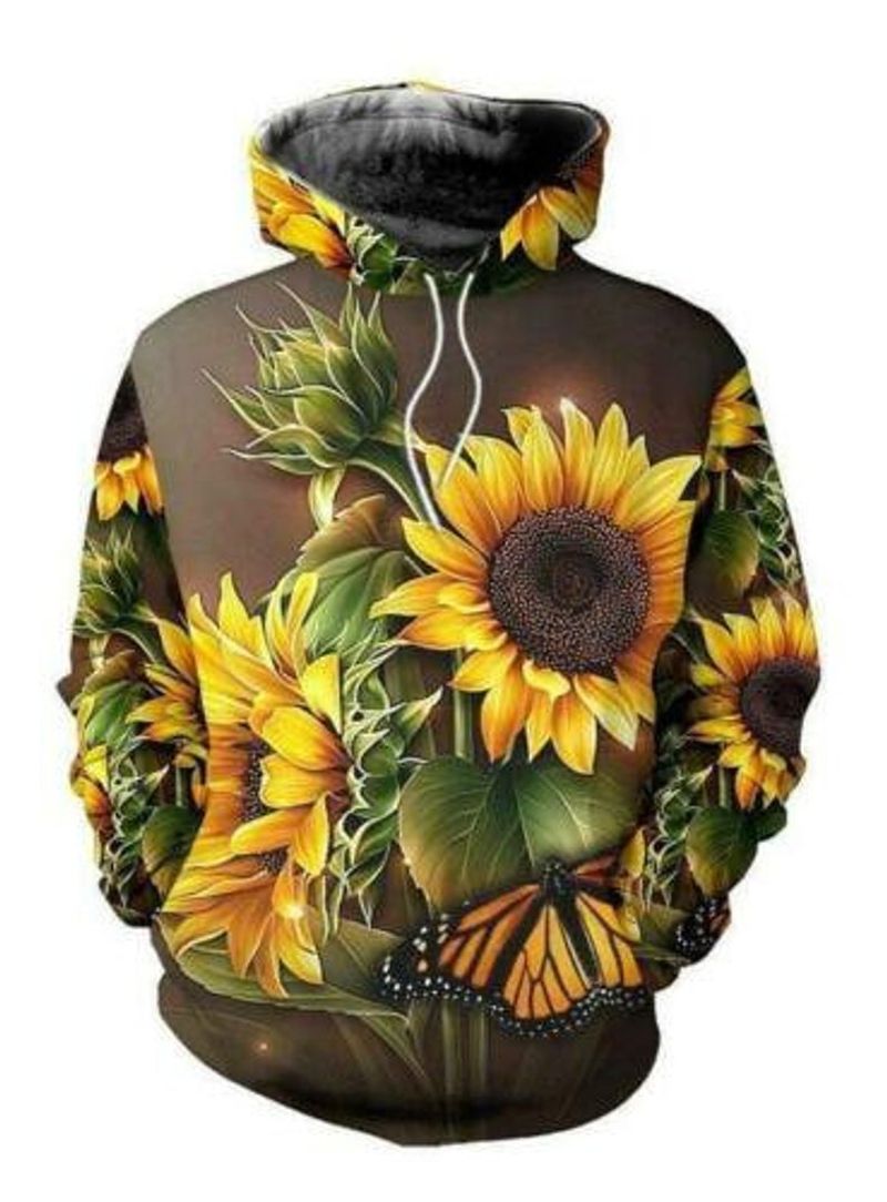 Sunflower And Butterfly All Over Print Hoodie Ponuna