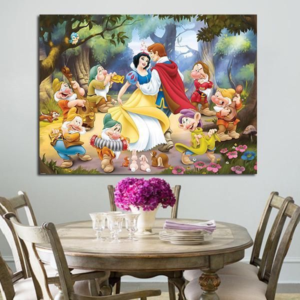 Snow White And The Seven Dwarfs Dancing Poster Canvas Konosbog