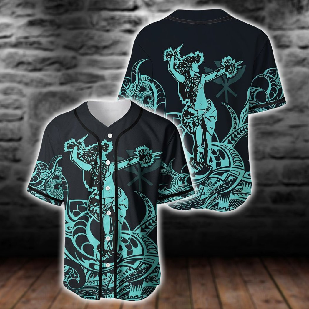 Polynesian Hula Girl Neon Blue Baseball Jersey Ponuna